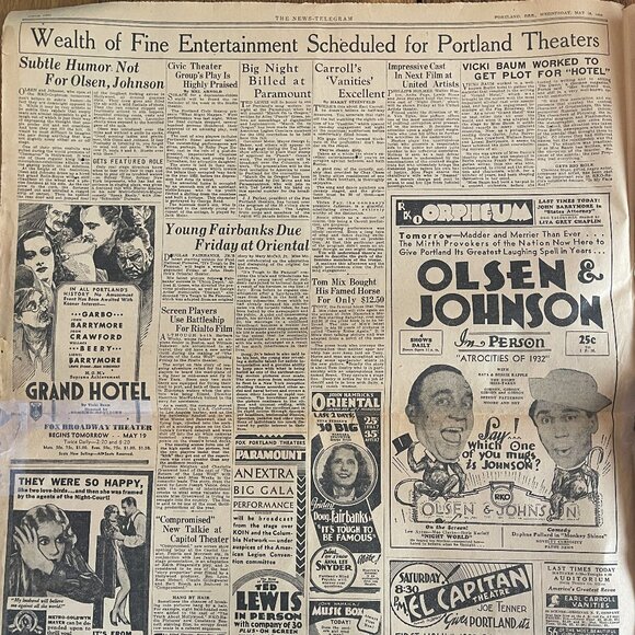 Vintage Newspaper 1932 Oregon's News-Telegram - Lindbergh Hoax - Picture 10 of 12